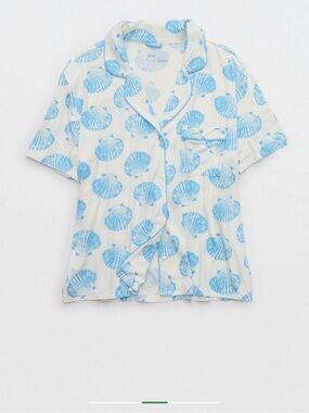 Aerie Women’s Real Soft Short Sleeve
Pajama Shirt Moody Blues Color Size L